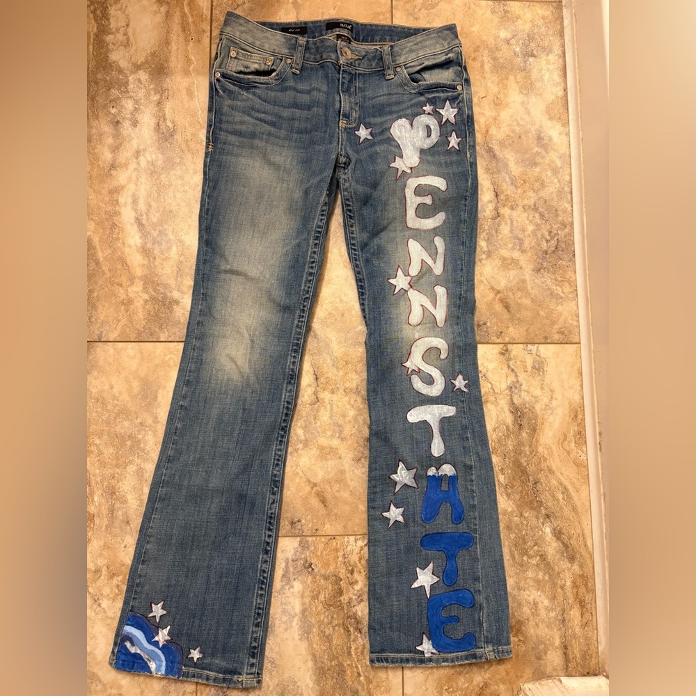 a.n.a.Bootcut Womens 8 Handpainted Penn State Design Denim Jeans One Of A Kind